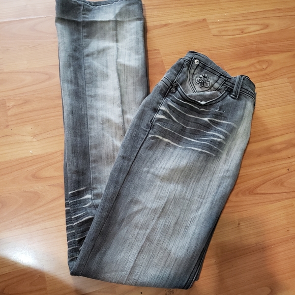 House of Deréon Gray Embroidered Jeans 1/2 - Picture 5 of 12